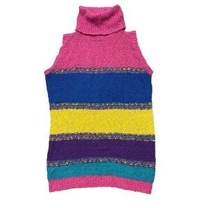 Vintage Western Connection Turtleneck Sleeveless Mini Dress‎ Or Tunic Top Large